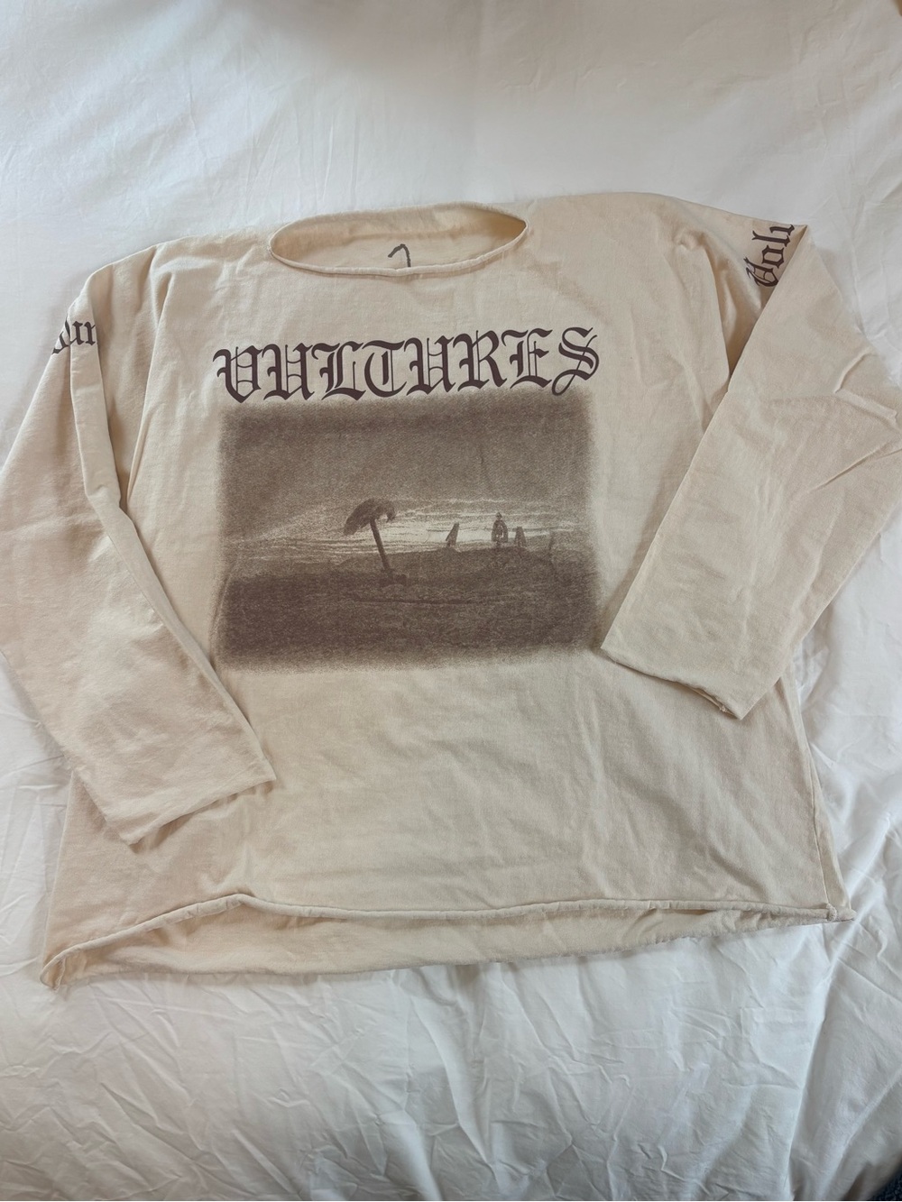Yeezy Cream Long Sleeve Vultures Graphic Tee